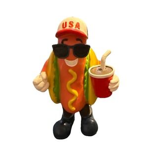 Cool Hot Dog Character Figurine July 4th decoration fingurine New 2026 8.5"x5"